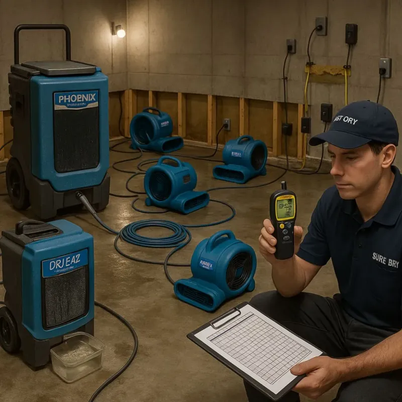 Structural Drying and Dehumidification process in Chicora, PA